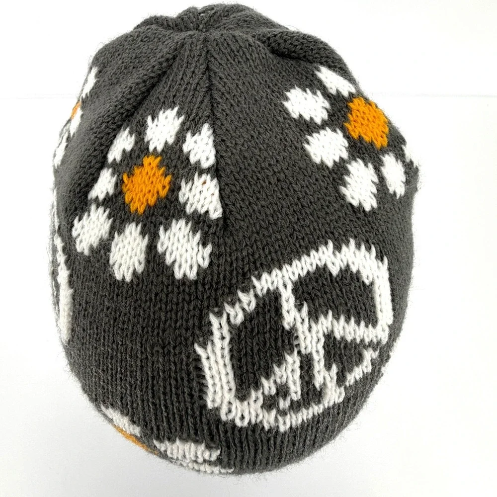 Volkswagen DriverGear VW Daisy Flower Knit Beanie Gray Yellow White One Size